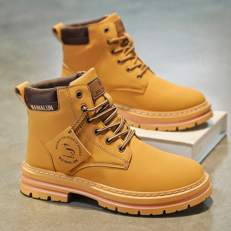 Men Shoes Everyday - 클래식 남성 하이탑 부츠 고품질 노란