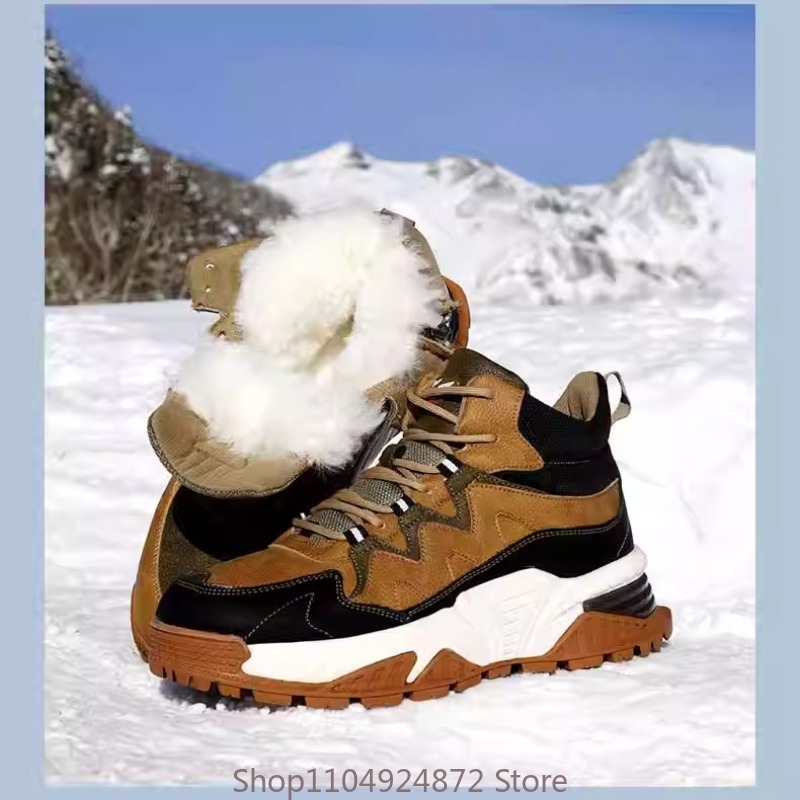 Men'S Shoes Hush Puppies - 겨울용 따뜻한 양모 면화 남성 스노우
