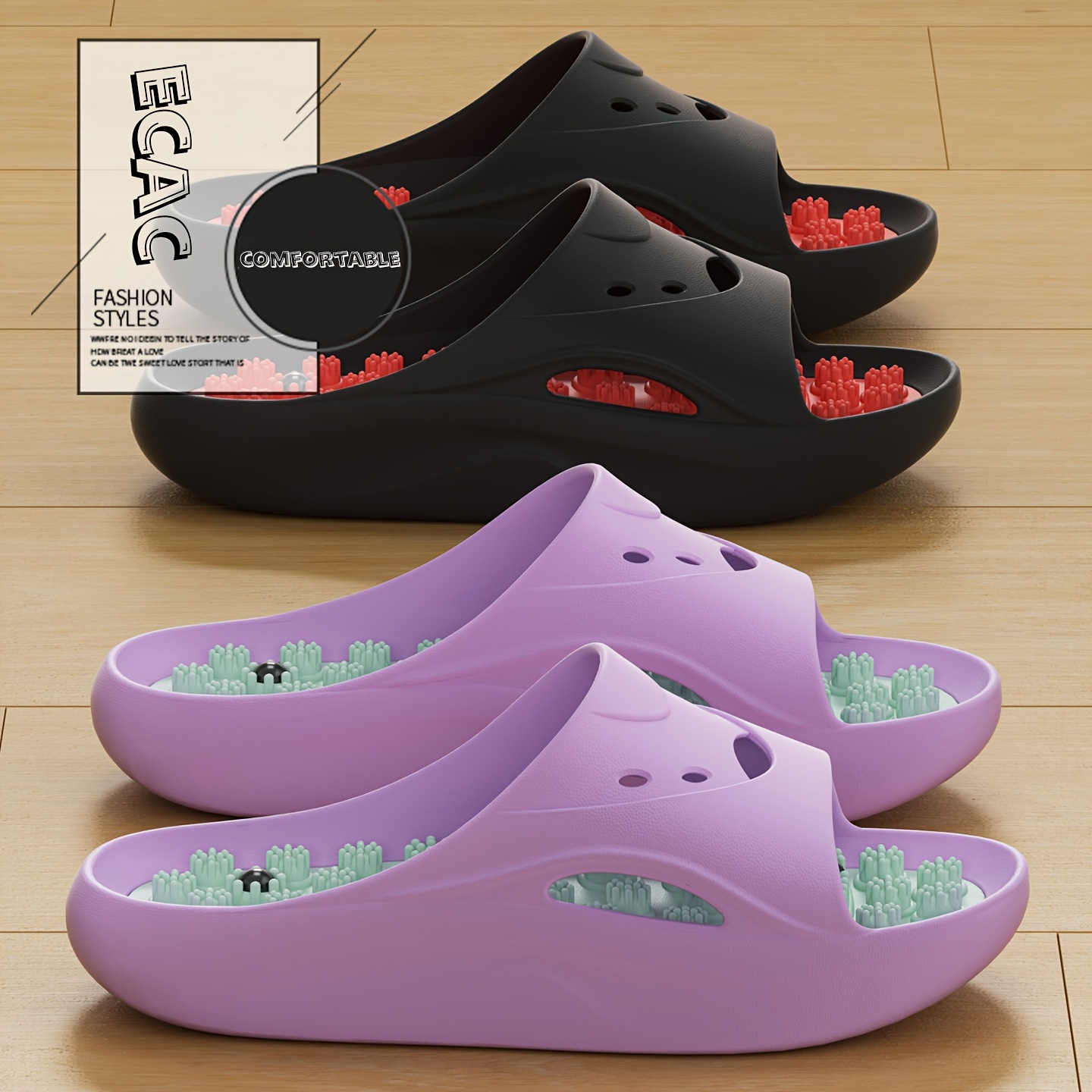 Men'S Shoes To Women'S - 여성 남성 EVA 마사지 슬리퍼 두꺼운