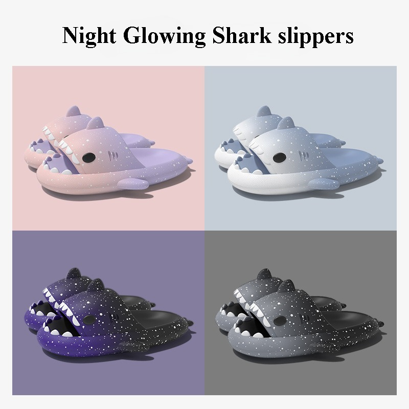 Men'S Shoes To Women'S - 여성을위한 귀여운 만화 상어 슬리퍼 남성