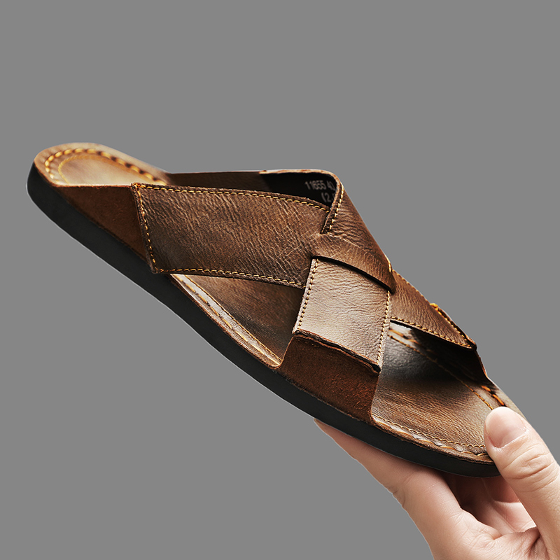 Men'S Shoes Hush Puppies - 패션 정품 가죽 남성 슬리퍼 여름