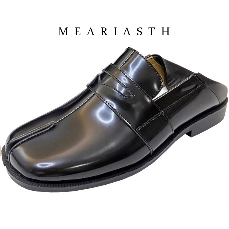 Men'S Shoes Wide Width - 블랙 타비 슈즈 스플릿 토 패턴트