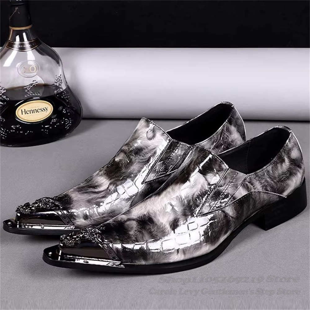 Men Shoes For Wedding - 금속 뾰족한 발가락 남성 캐주얼 가죽