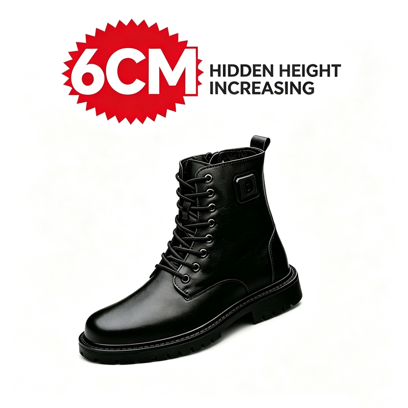 Men'S Shoes With Height Increase - 남성용 6cm 키높이 가죽 부츠 겨울