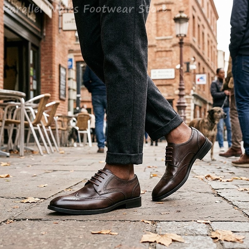 남성 브로그 더비 슈즈, 포멀 윙팁 드레스 슈즈, 클래 - Men Shoes For Wedding 리뷰 및 가격
