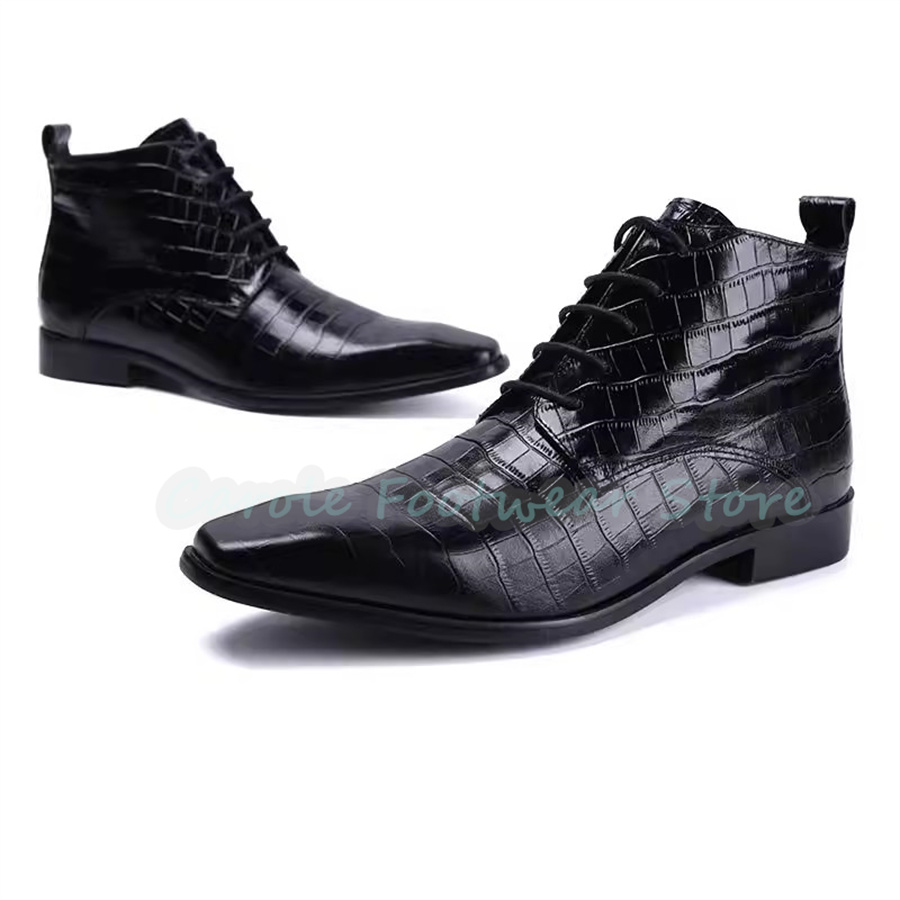 남성용 패션 정품 가죽 앵클 부츠, 포인티드 토 청키  - Men Shoes For Wedding 리뷰 및 가격