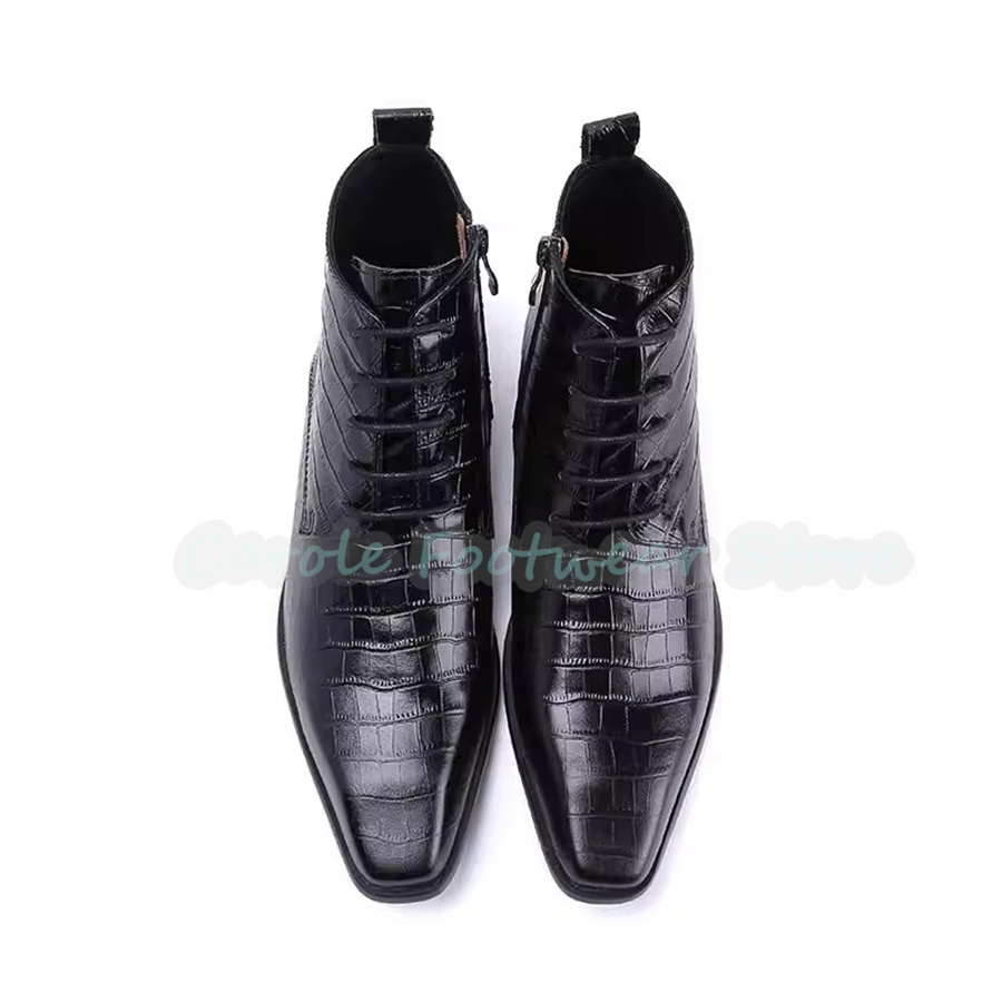 남성용 패션 정품 가죽 앵클 부츠, 포인티드 토 청키  - Men Shoes For Wedding 리뷰 및 가격