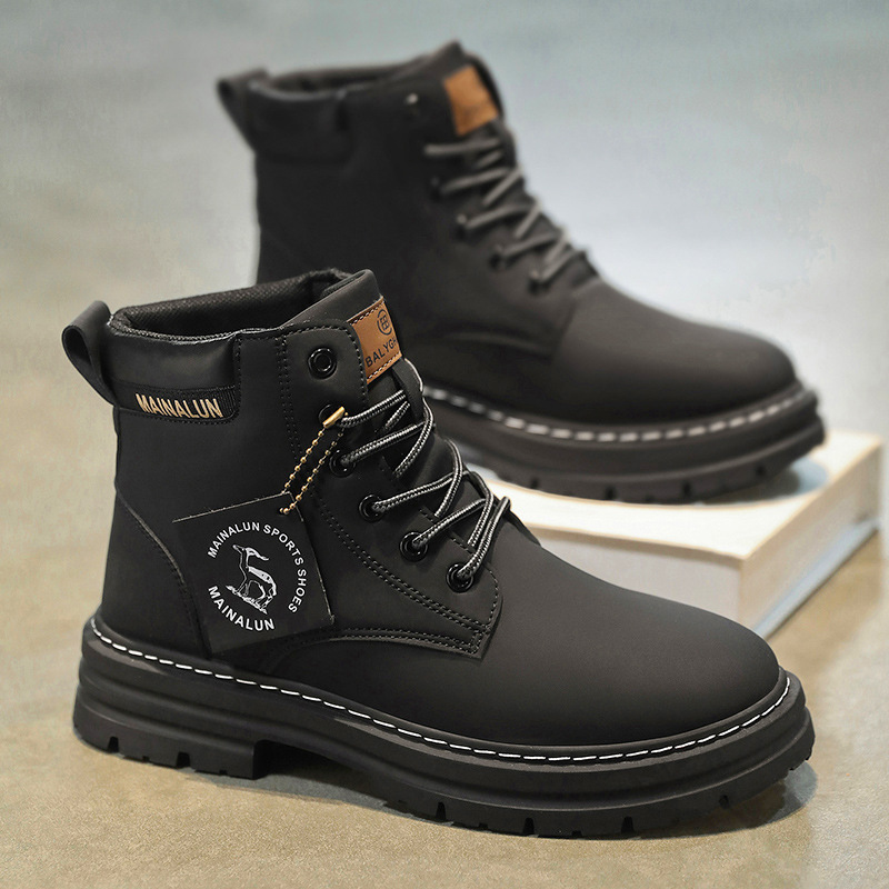 클래식 남성 하이탑 부츠 고품질 노란 가죽 부츠 패션  - Men Shoes Everyday 리뷰 및 가격