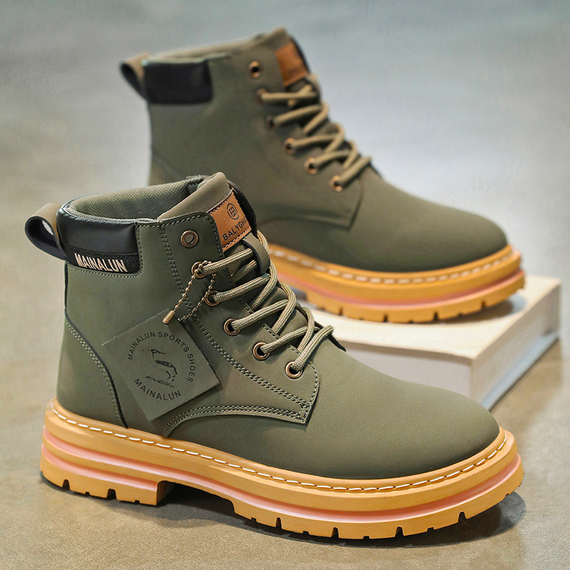 클래식 남성 하이탑 부츠 고품질 노란 가죽 부츠 패션  - Men Shoes Everyday 리뷰 및 가격