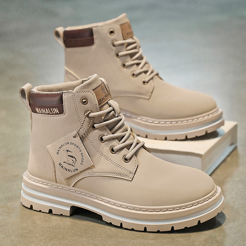 클래식 남성 하이탑 부츠 고품질 노란 가죽 부츠 패션  - Men Shoes Everyday 리뷰 및 가격