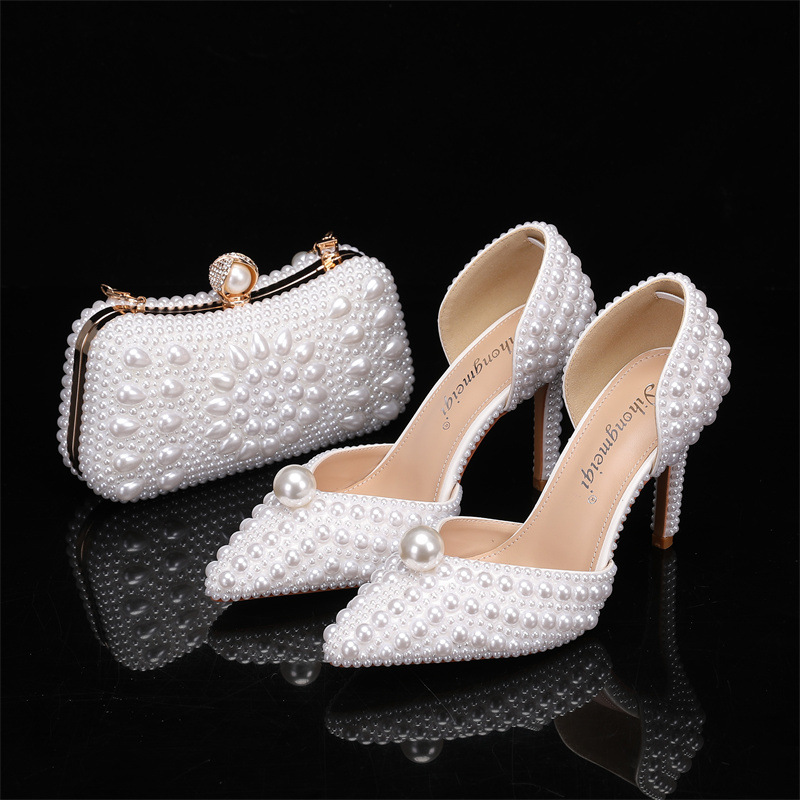여성용 가방 및 신발 세트 진주 웨딩 슈즈 여성용 화이 - Men Shoes For Wedding 리뷰 및 가격