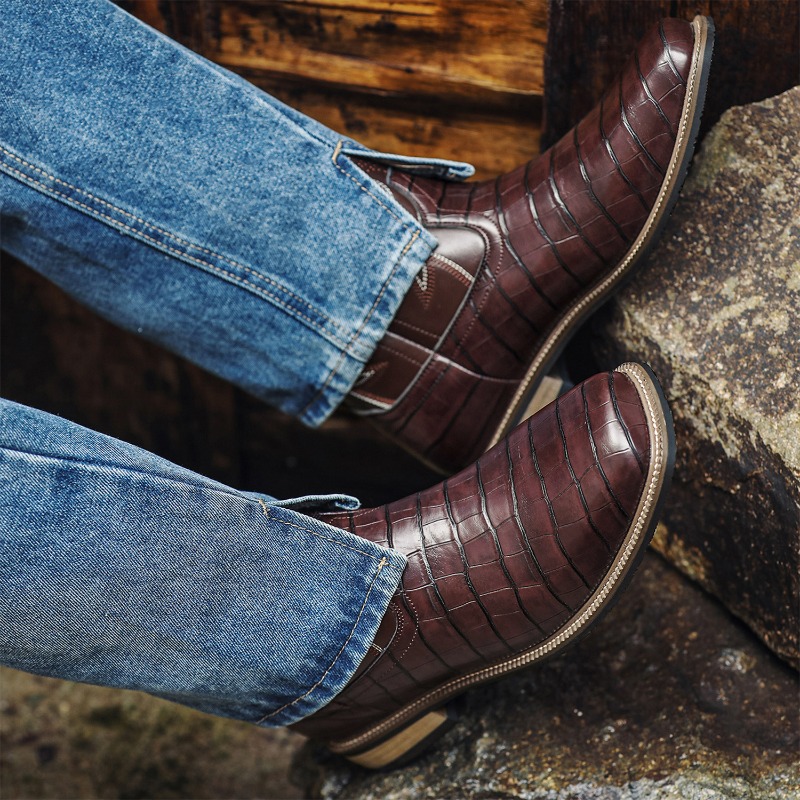 남성용 부츠 크로커다일 패턴 하이 부츠 자수 레트로 미 - Men'S Shoes Wide Width 리뷰 및 가격