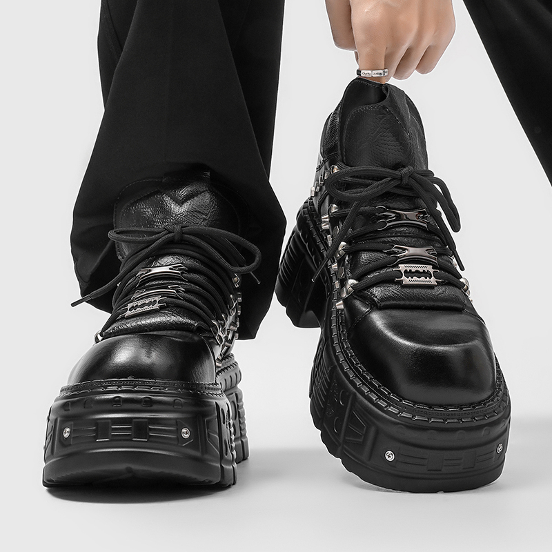 새로운 고딕 펑크 남성 플랫폼 신발 패션 블랙 가죽 청 - Men'S Shoes With Height Increase 리뷰 및 가격