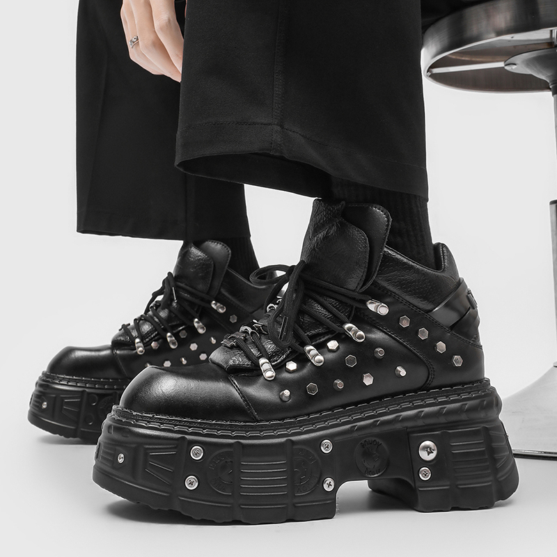 새로운 고딕 펑크 남성 플랫폼 신발 패션 블랙 가죽 청 - Men'S Shoes With Height Increase 리뷰 및 가격