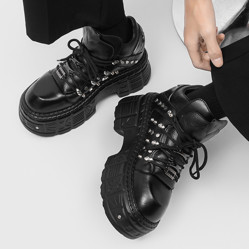 새로운 고딕 펑크 남성 플랫폼 신발 패션 블랙 가죽 청 - Men'S Shoes With Height Increase 리뷰 및 가격