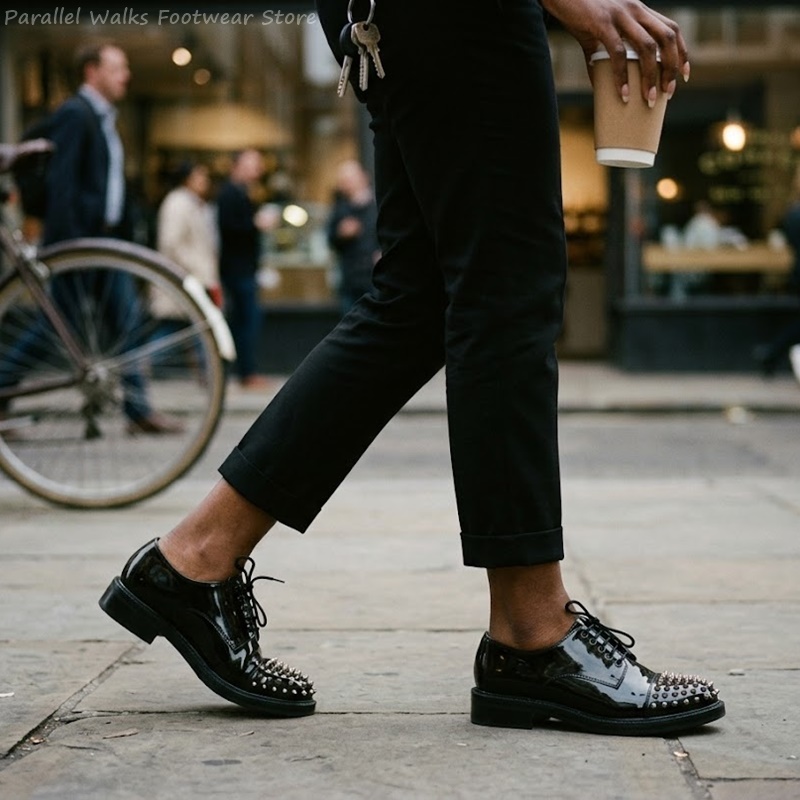 페이턴트 레더 메탈릭 스터드 레이스업 비즈니스 웨딩 오 - Men Shoes For Wedding 리뷰 및 가격