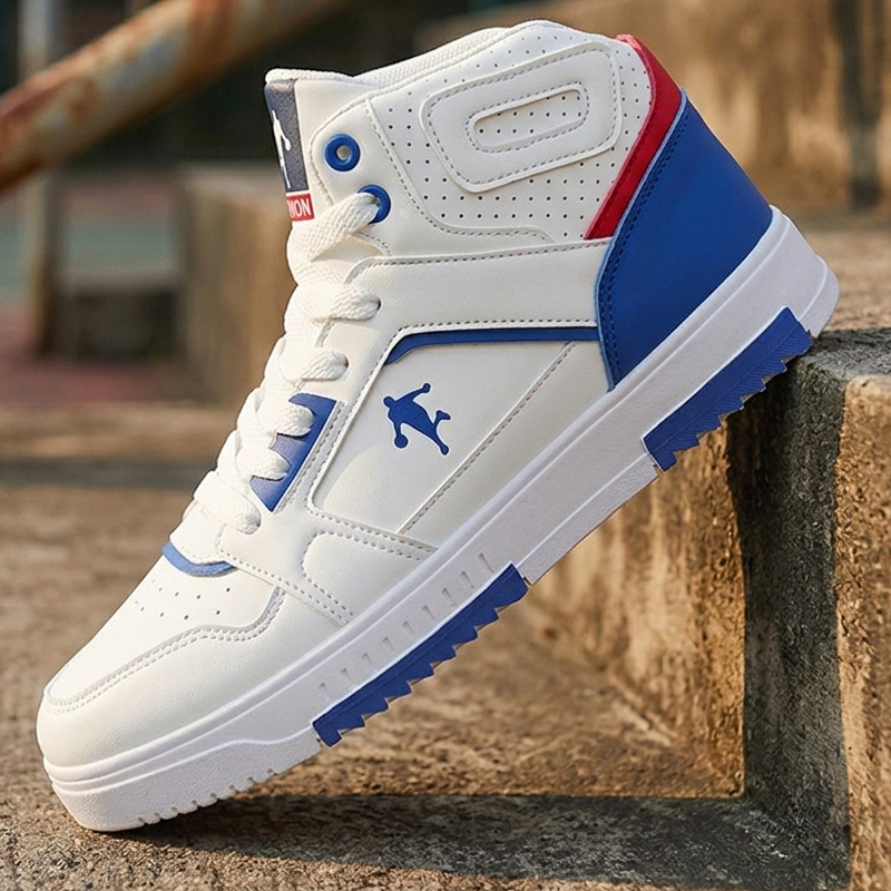 남성용 화이트 하이탑 컬러 블록 스니커즈, 스트리트웨어 - Men Shoes White Colour 리뷰 및 가격